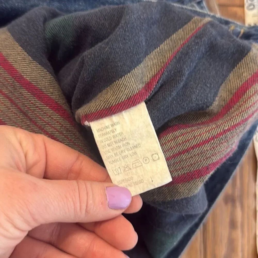 Claiborne Vintage denimโvest flannel lined with corduroy collar small - Picture 8 of 11